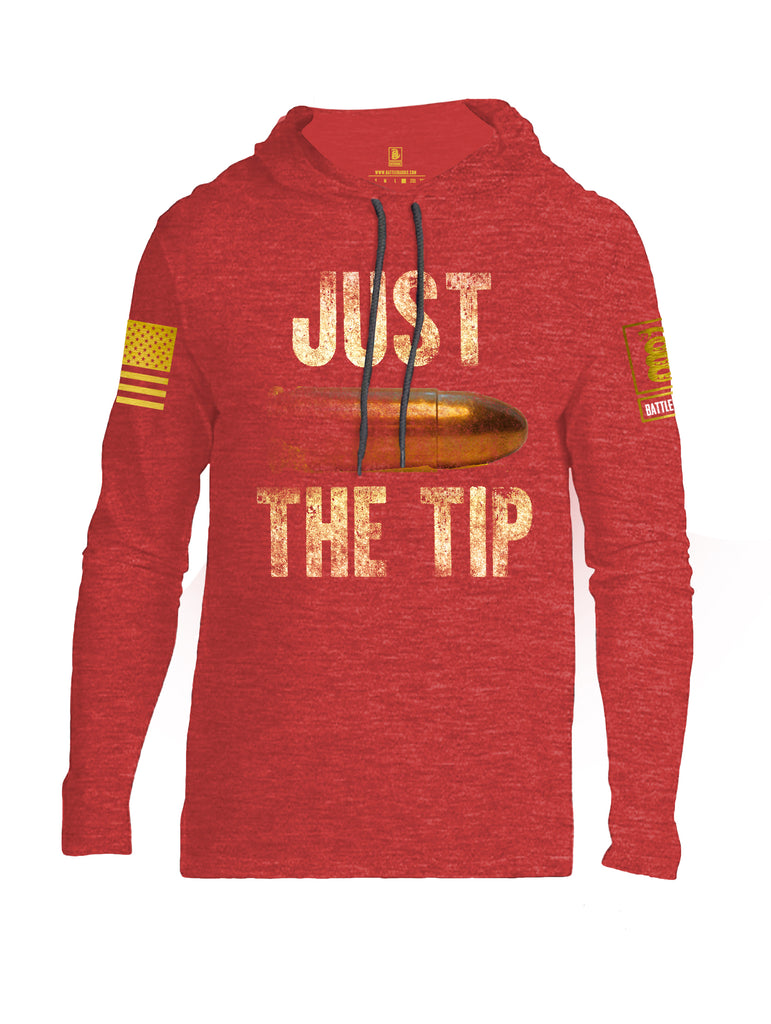 Battleraddle Just The Tip Big Bullet Brass Sleeve Print Mens Thin Cotton Lightweight Hoodie