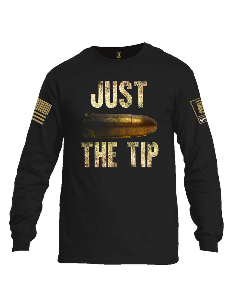 Battleraddle Just The Tip Big Bullet Brass Sleeve Print Mens Cotton Long Sleeve Crew Neck T Shirt