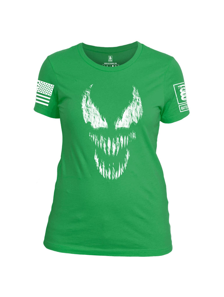 Battleraddle Classic Venomize Villain White Sleeve Print Womens Cotton Crew Neck T Shirt