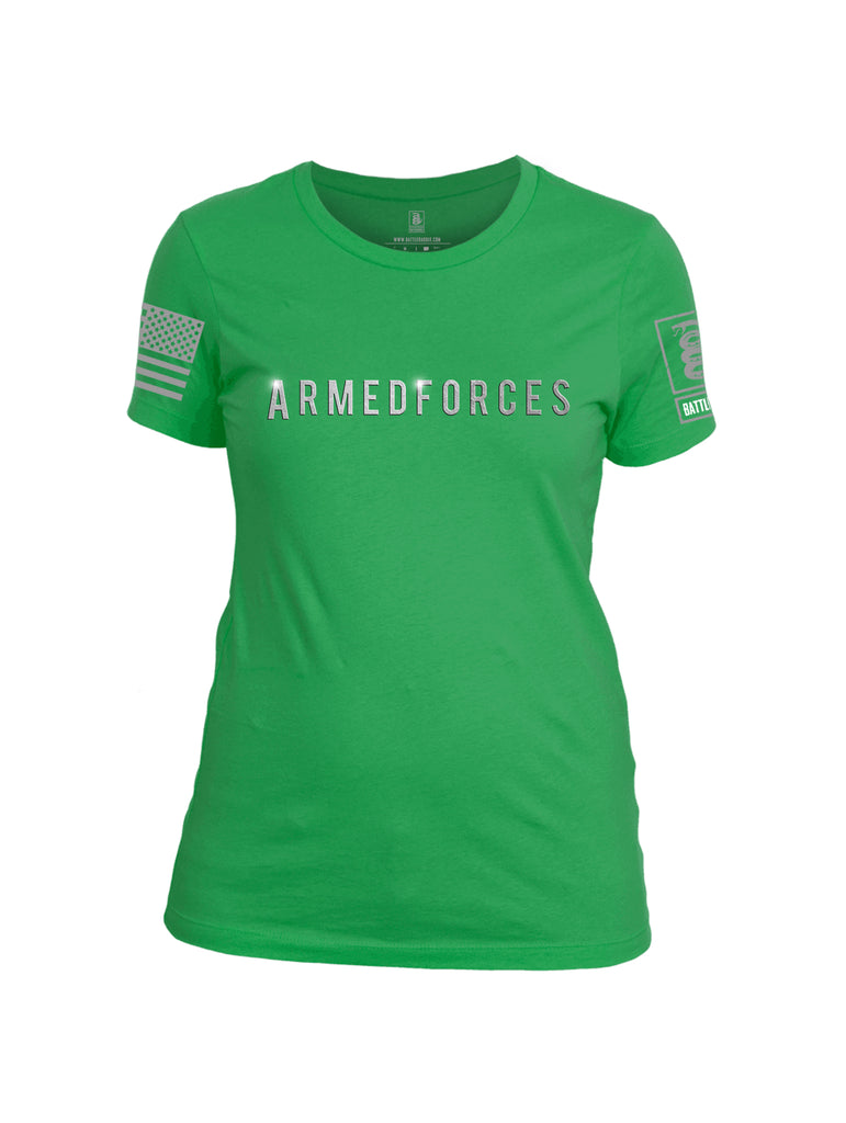 Battleraddle Armedforces Superpatriot Grey Sleeve Print Womens Cotton Crew Neck T Shirt