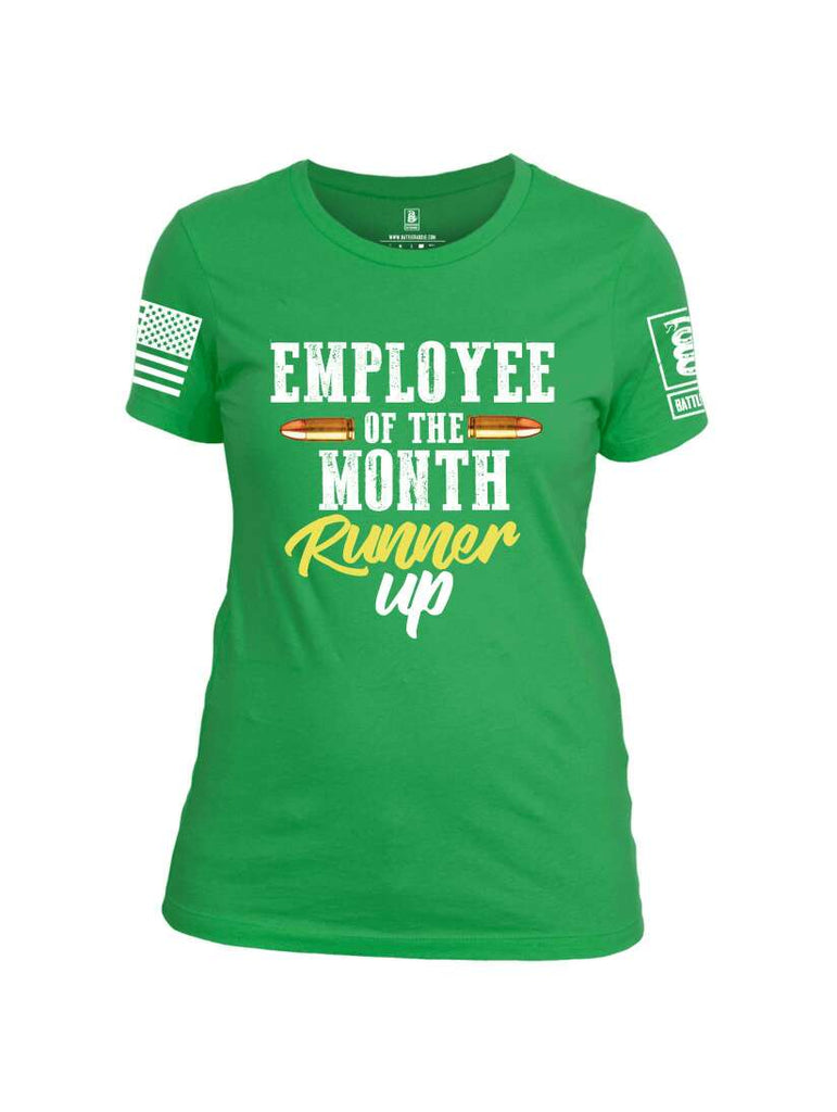 Battleraddle Employee Of The Month  Runner Up White Sleeve Print Womens Cotton Crew Neck T Shirt