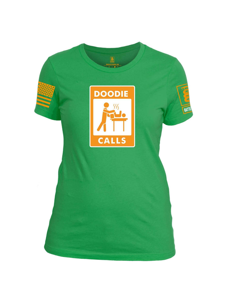 Battleraddle Doodie Calls Orange Sleeve Print Womens Cotton Crew Neck T Shirt shirt|custom|veterans|Apparel-Womens T Shirt-cotton