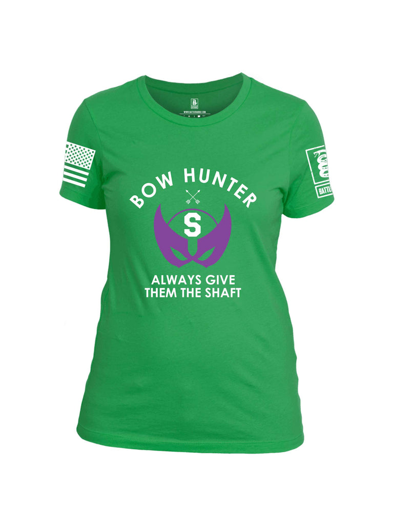 Battleraddle Bow Hunter Always Give Them The Shaft White Sleeve Print Womens Cotton Crew Neck T Shirt