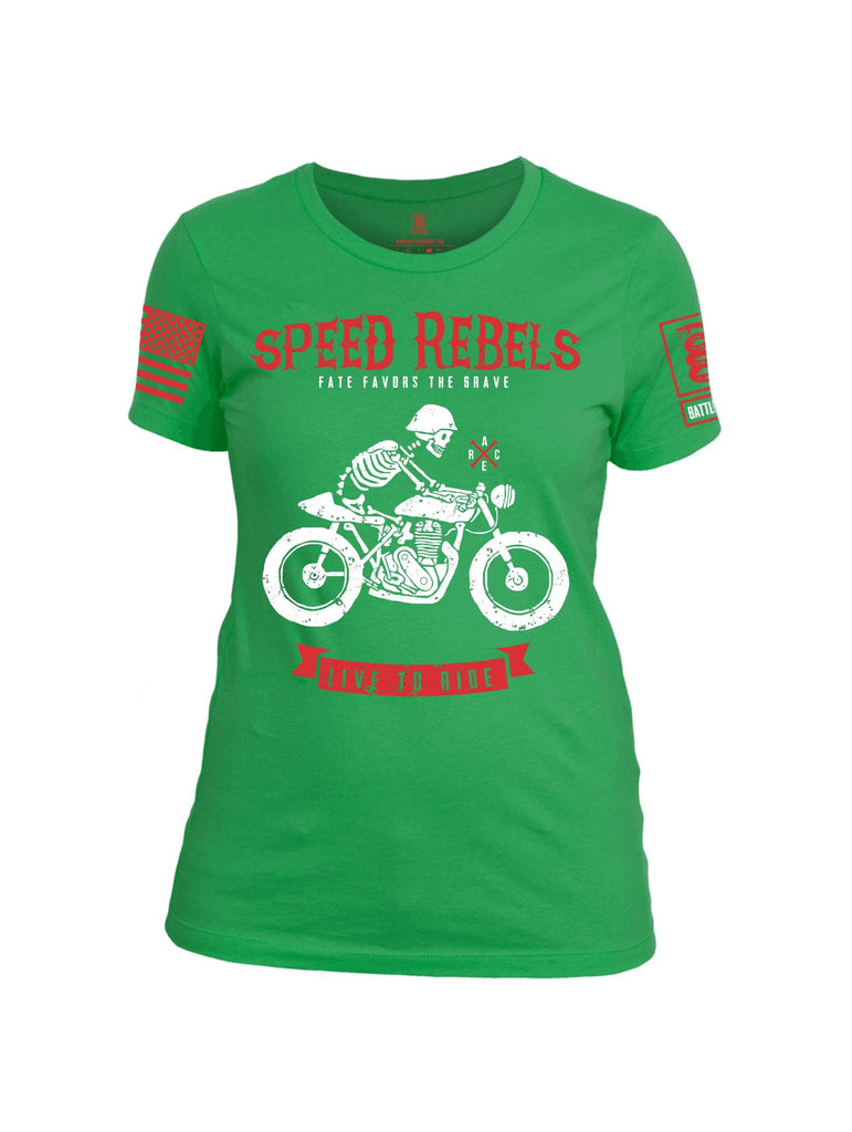 Battleraddle Speed Rebels Red Sleeve Print Womens Cotton Crew Neck T Shirt shirt|custom|veterans|Apparel-Womens T Shirt-cotton