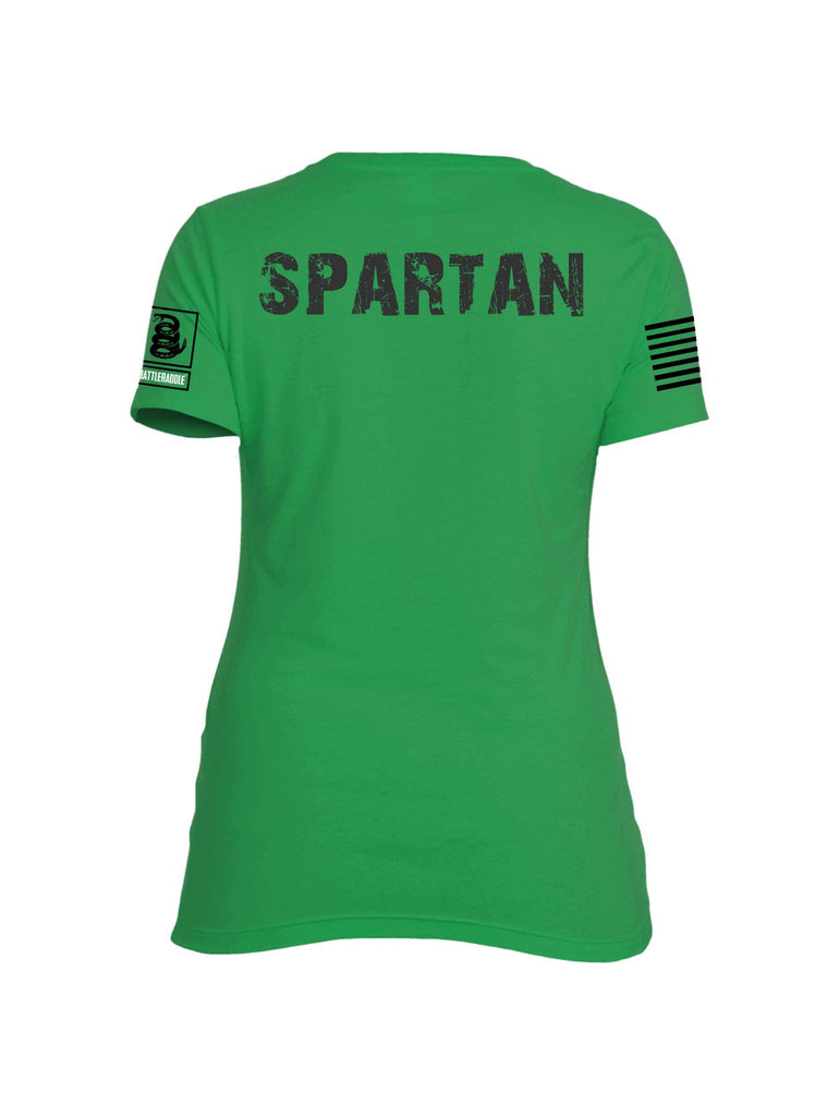 Battleraddle Vintage Spartan Black Sleeve Print Womens Cotton Crew Neck T Shirt shirt|custom|veterans|Apparel-Womens T Shirt-cotton