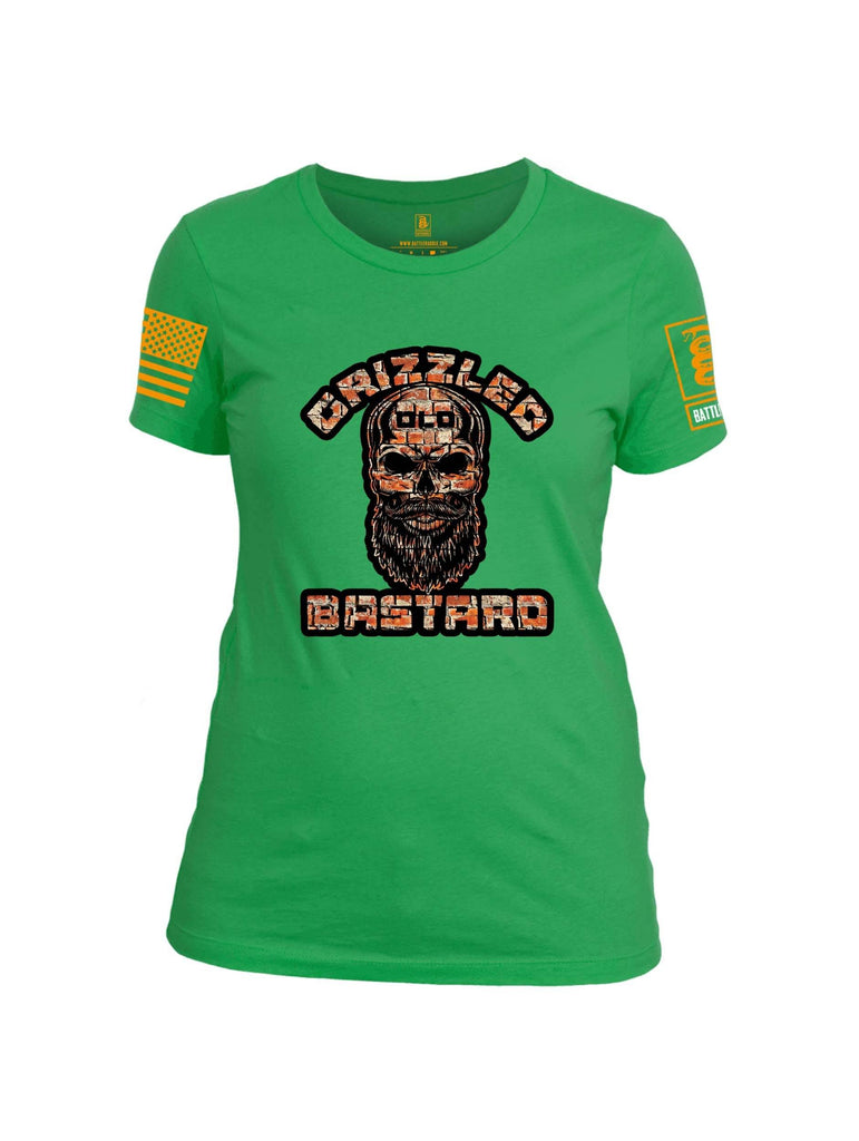 Battleraddle Grizzled Old Bastard Orange Sleeve Print Womens Cotton Crew Neck T Shirt shirt|custom|veterans|Apparel-Womens T Shirt-cotton