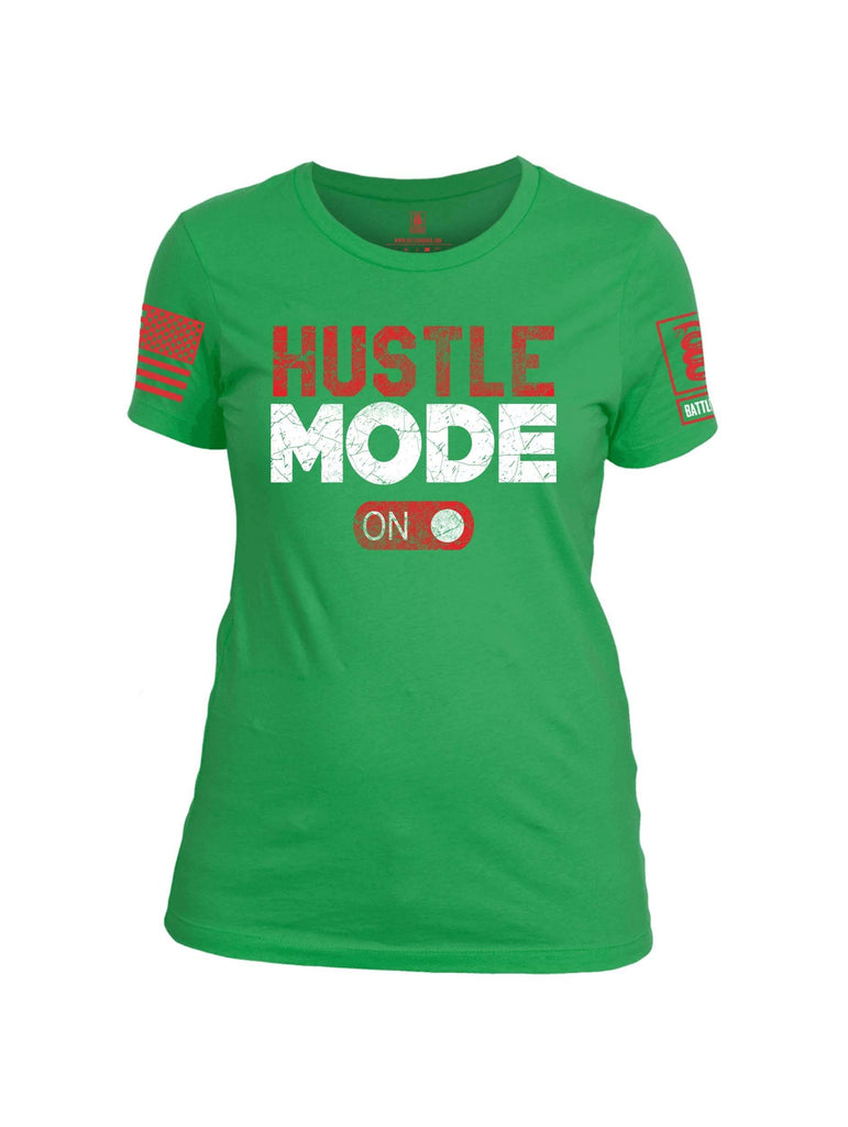 Battleraddle Hustle Mode On Red Sleeve Print Womens Cotton Crew Neck T Shirt shirt|custom|veterans|Apparel-Womens T Shirt-cotton