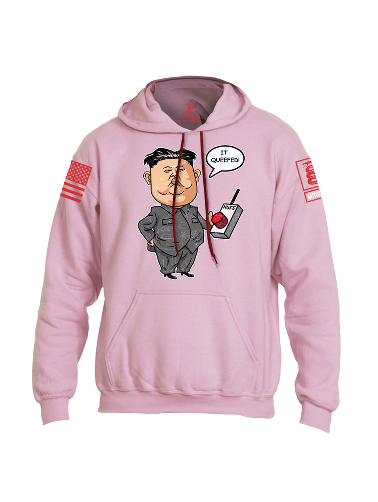 Battleraddle Kim Jong un Nuke Button it Queefed Red Sleeve Print Mens Blended Hoodie With Pockets