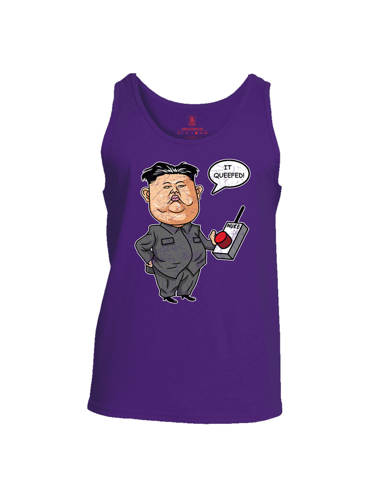 Battleraddle Kim Jong un Nuke Button it Queefed Mens Cotton Tank Top