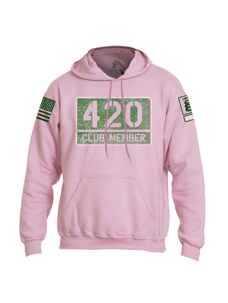 Battleraddle 420 Club Member Green Sleeve Print Mens Blended Hoodie With Pockets