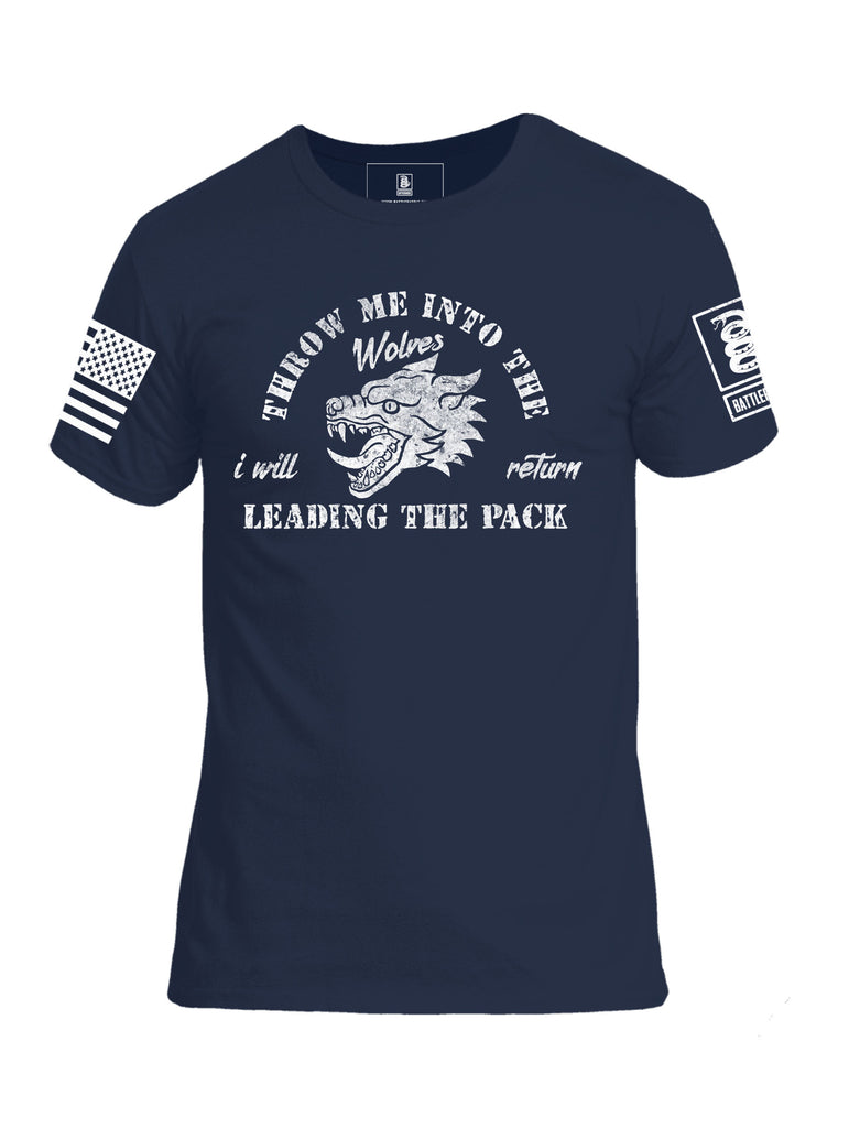 Battleraddle Throw Me Into The Wolves I Will Return Leading The Pack Mens Cotton Crew Neck T Shirt