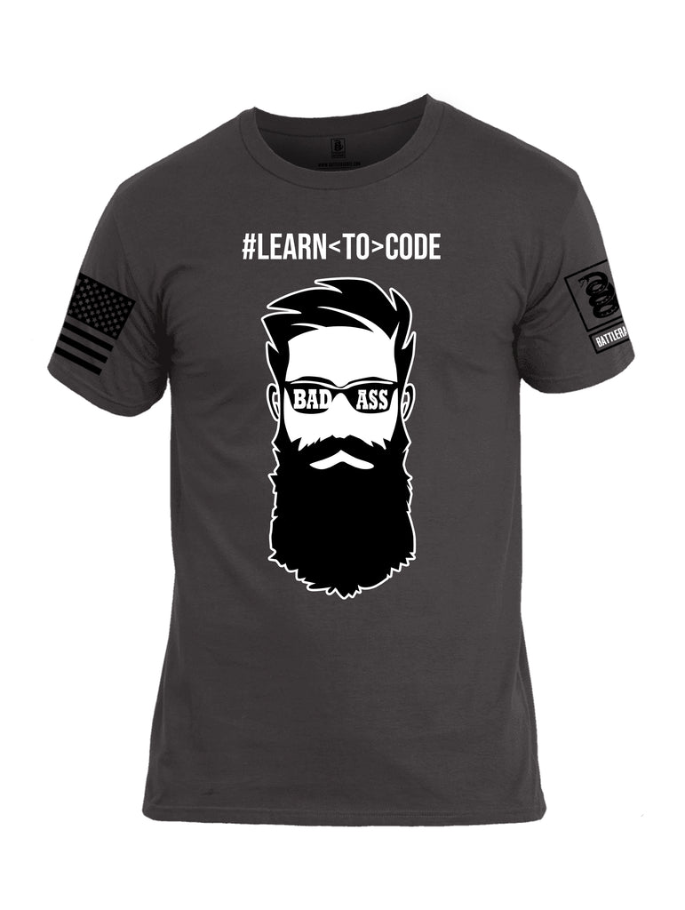 Battleraddle Learn To Code Black Sleeve Print Mens Cotton Crew Neck T Shirt