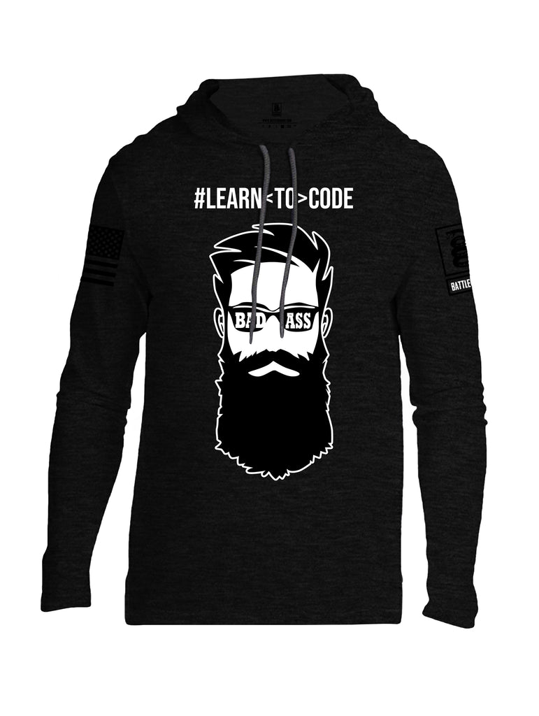 Battleraddle Learn To Code Black Sleeve Print Mens Thin Cotton Lightweight Hoodie