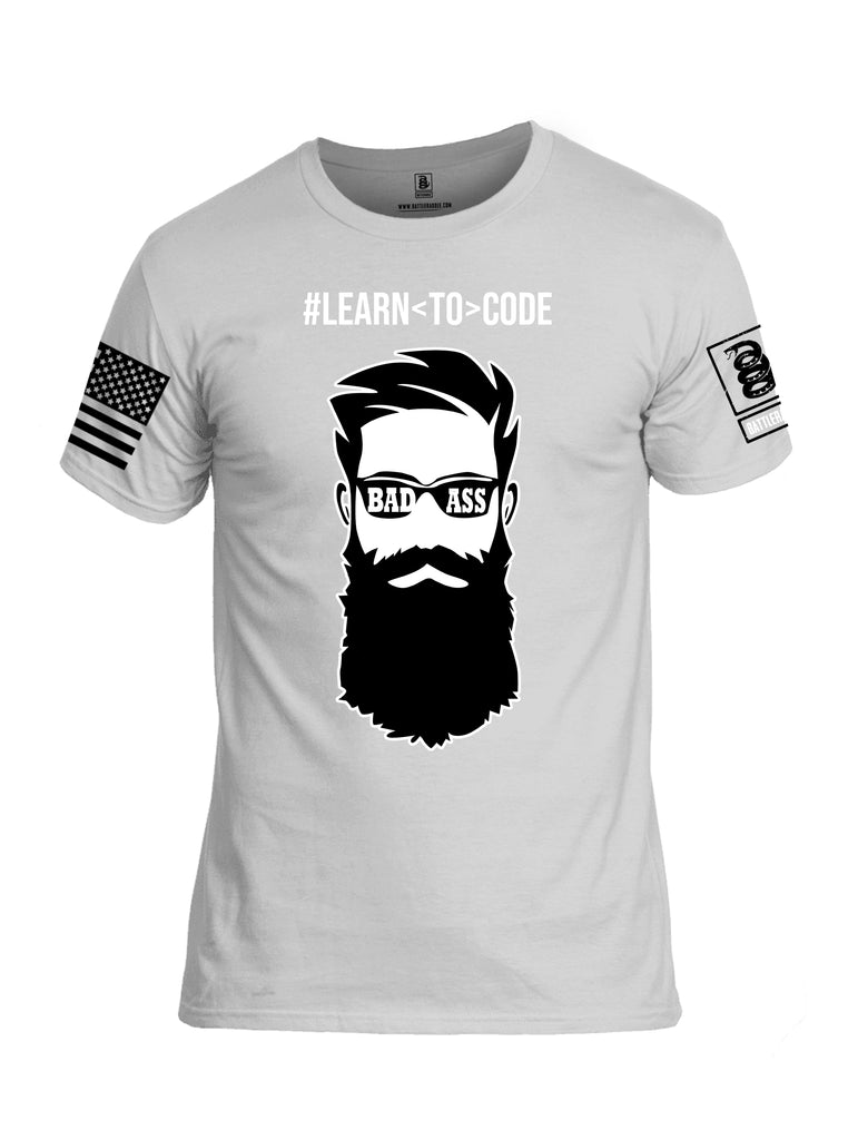 Battleraddle Learn To Code Black Sleeve Print Mens Cotton Crew Neck T Shirt