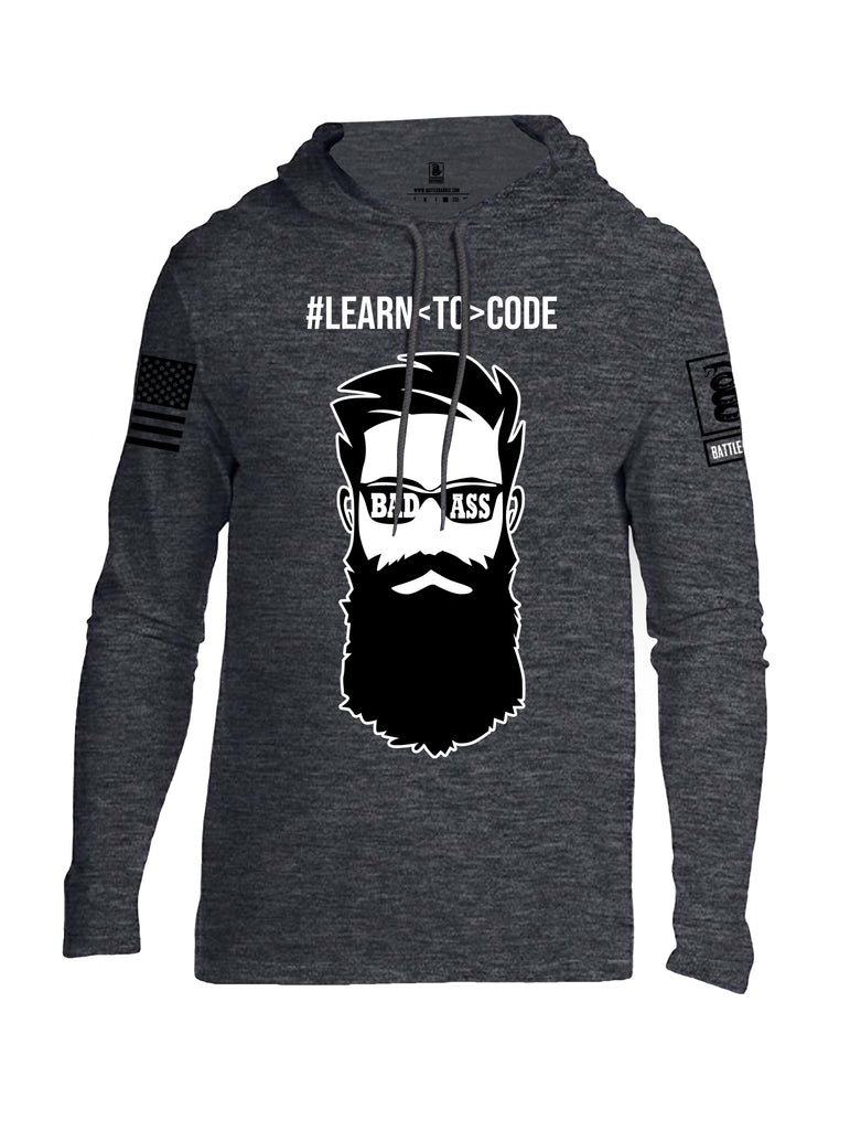 Battleraddle Learn To Code Black Sleeve Print Mens Thin Cotton Lightweight Hoodie