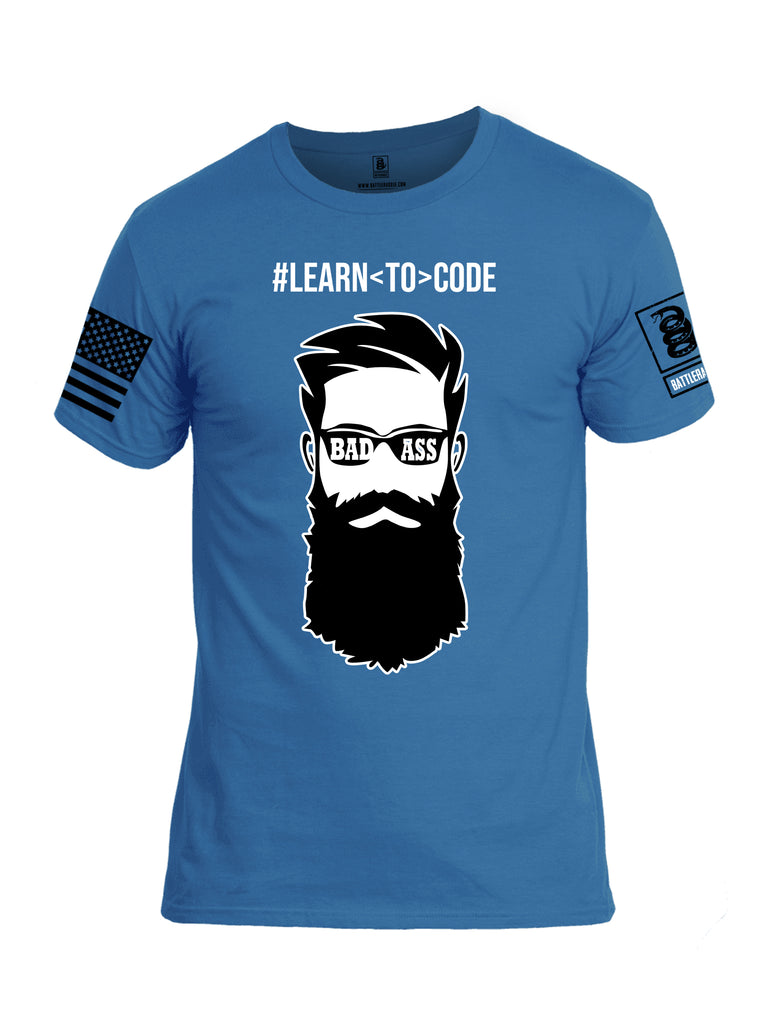 Battleraddle Learn To Code Black Sleeve Print Mens 100% Battlefit Polyester Crew Neck T Shirt