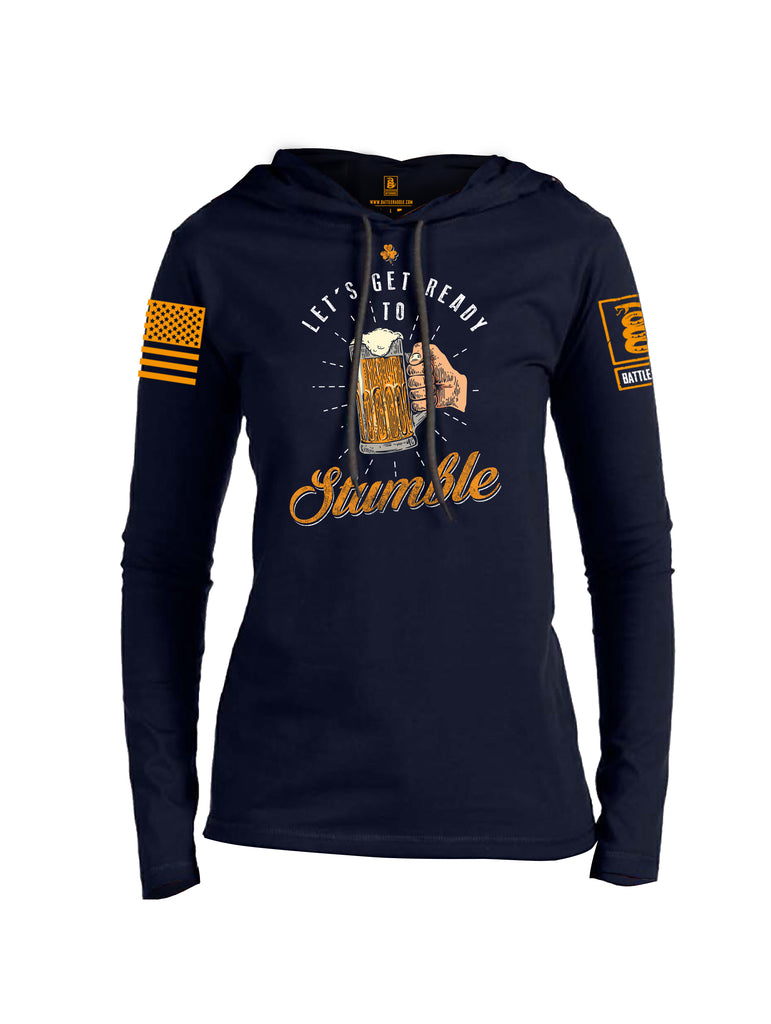 Battleraddle Let's Get Ready To Stumble Orange Sleeve Print Womens Thin Cotton Lightweight Hoodie
