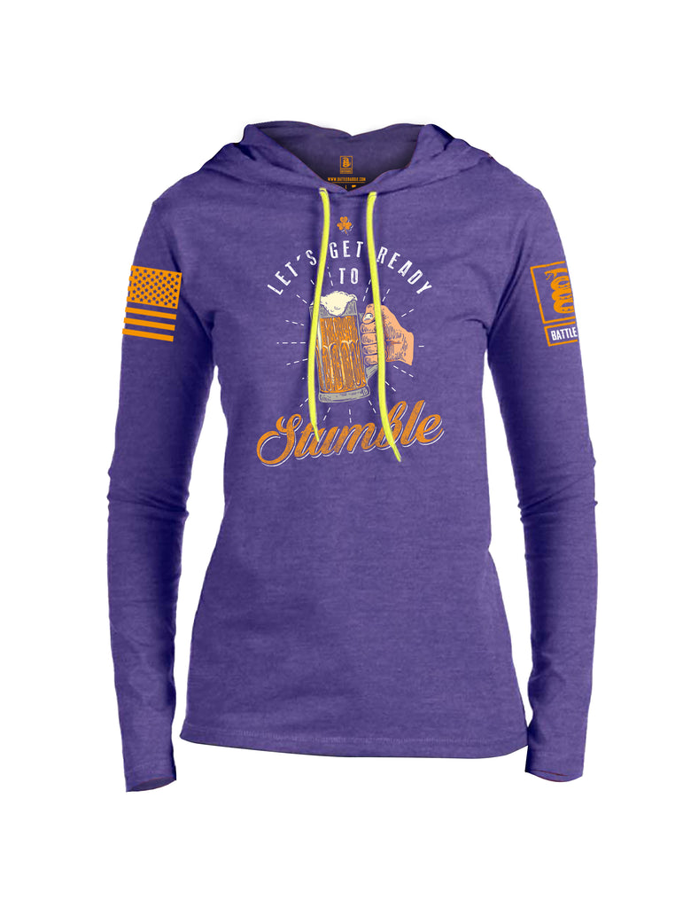 Battleraddle Let's Get Ready To Stumble Orange Sleeve Print Womens Thin Cotton Lightweight Hoodie
