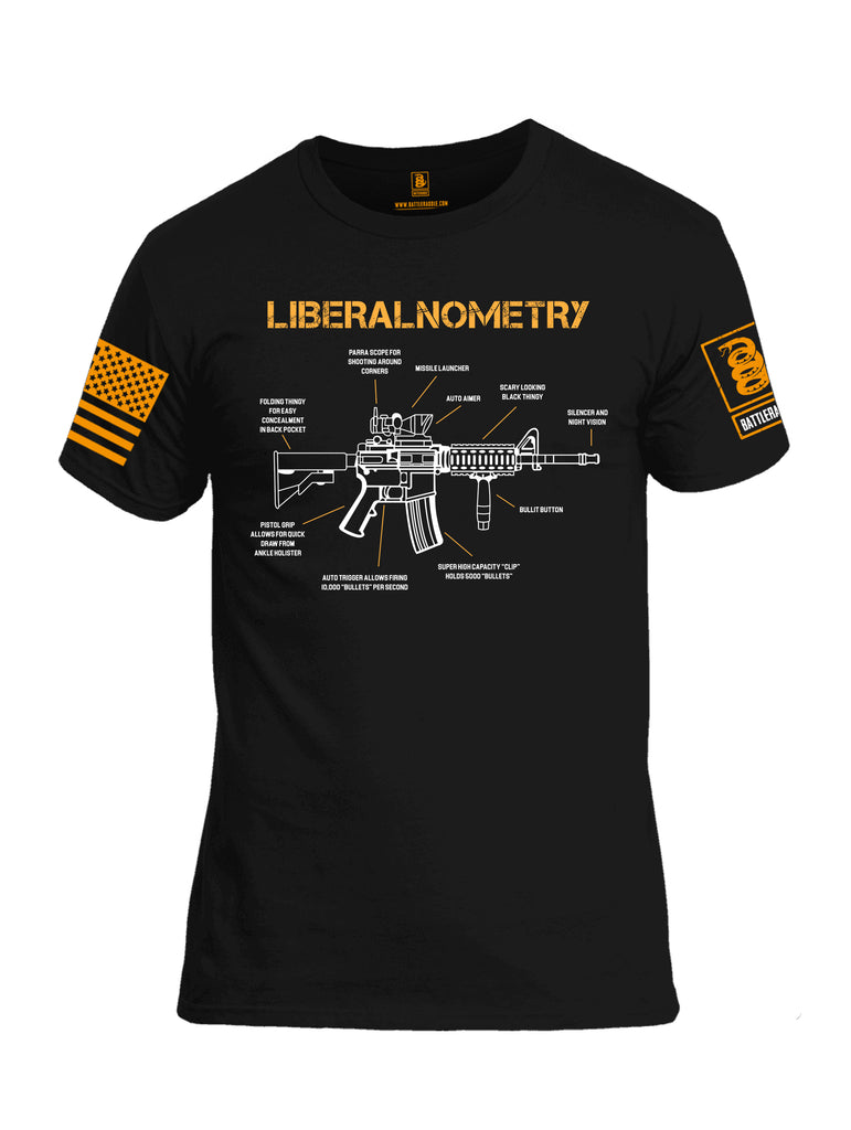 Battleraddle Liberalnometry Orange Sleeve Print Mens Cotton Crew Neck T Shirt