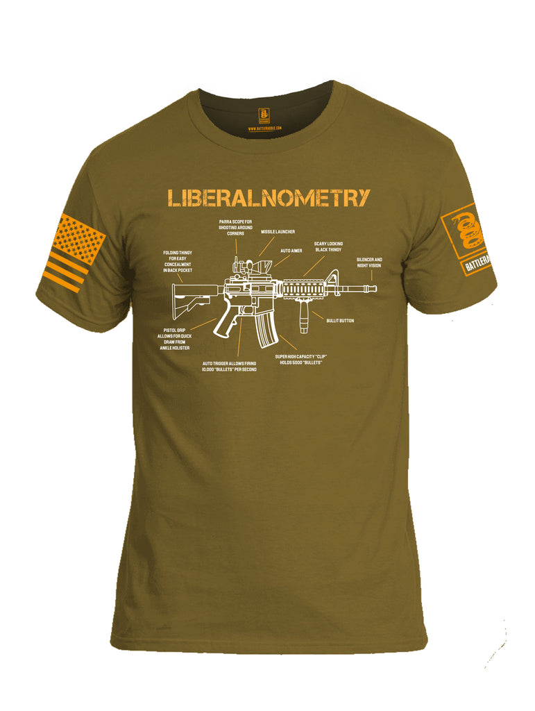 Battleraddle Liberalnometry Orange Sleeve Print Mens Cotton Crew Neck T Shirt