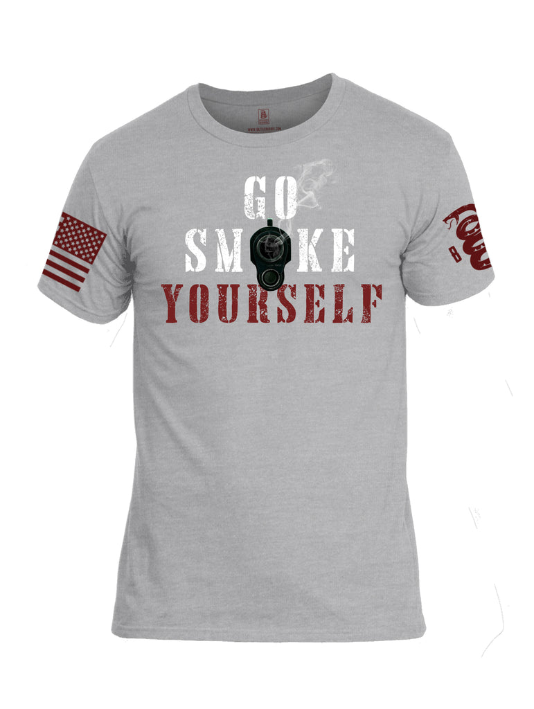 Battleraddle Go Smoke Yourself Red Sleeve Print Mens Cotton Crew Neck T Shirt