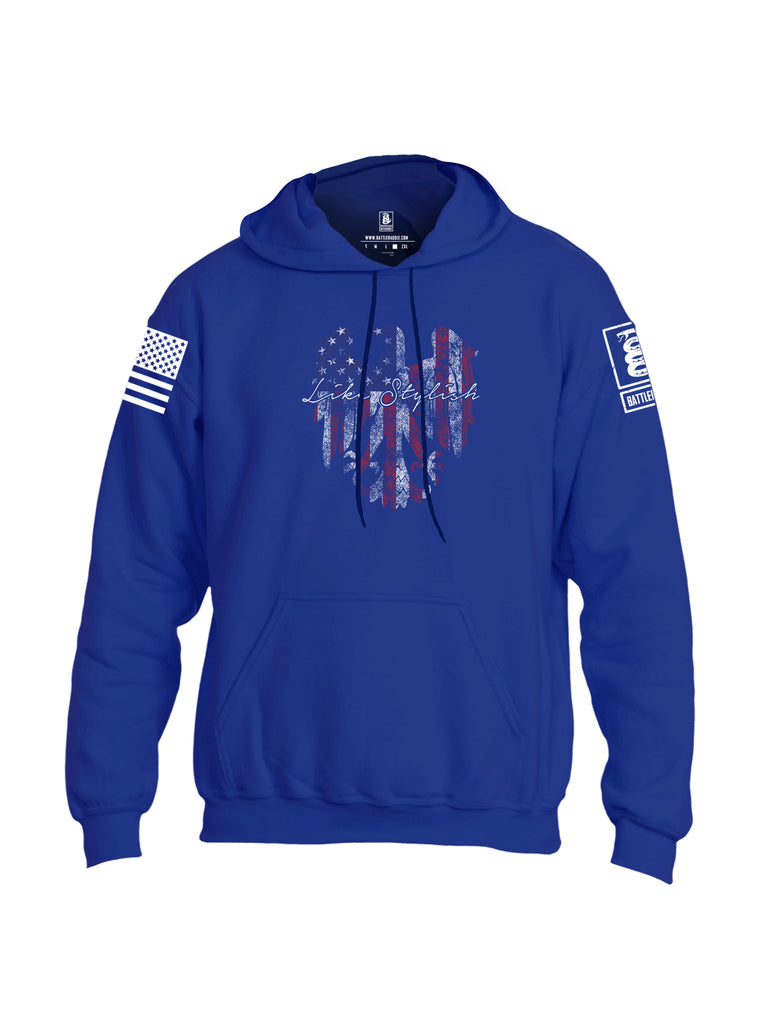 Battleraddle Like Stylish White Sleeve Print Mens Blended Hoodie With Pockets