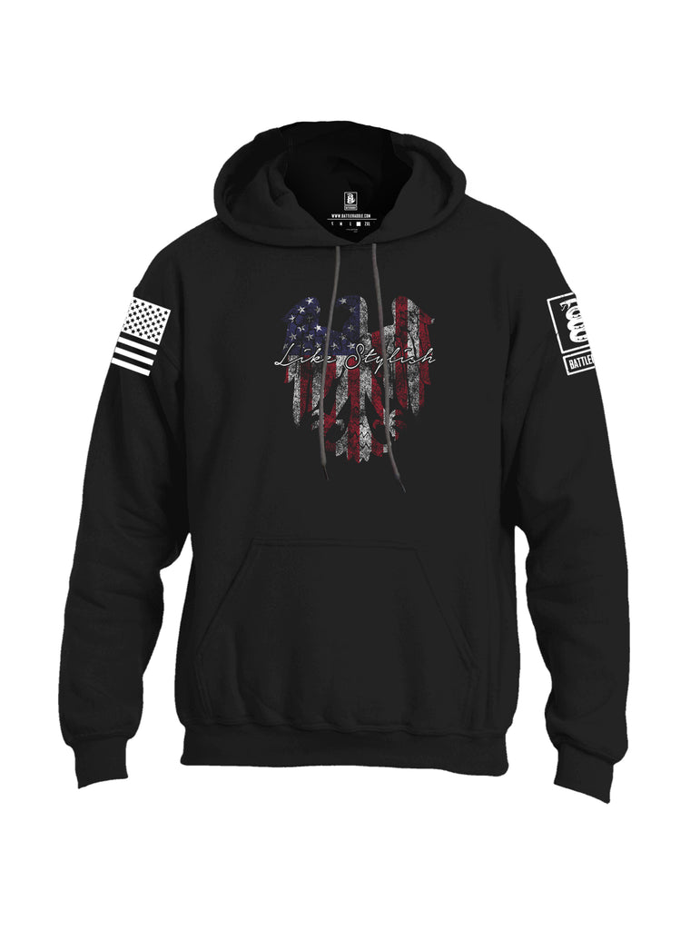 Battleraddle Like Stylish White Sleeve Print Mens Blended Hoodie With Pockets