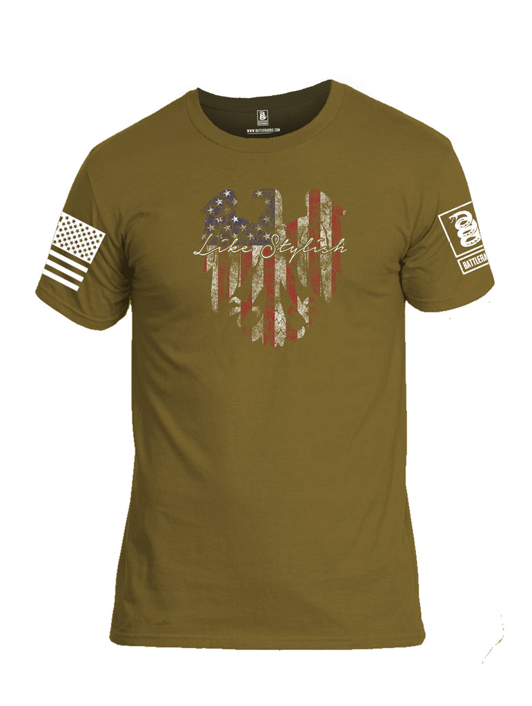Battleraddle Like Stylish White Sleeve Print Mens Cotton Crew Neck T Shirt