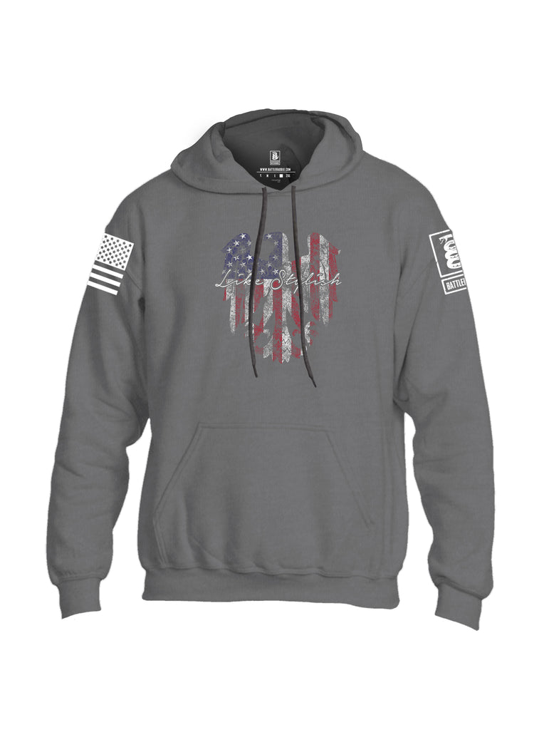 Battleraddle Like Stylish White Sleeve Print Mens Blended Hoodie With Pockets