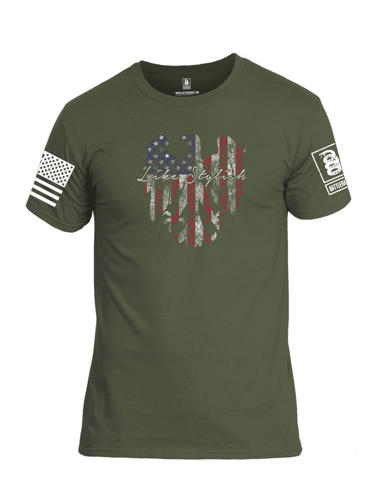 Battleraddle Like Stylish White Sleeve Print Mens Cotton Crew Neck T Shirt