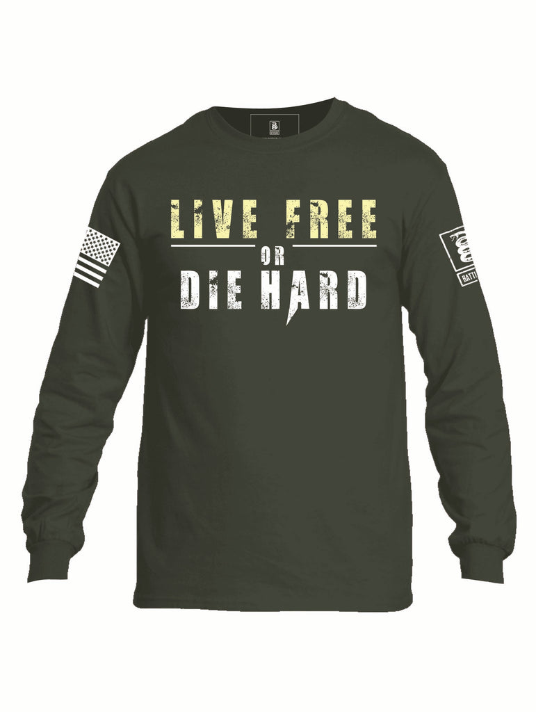 Battleraddle Live Free Or Die Hard Mens Cotton Long Sleeve Crew Neck T Shirt