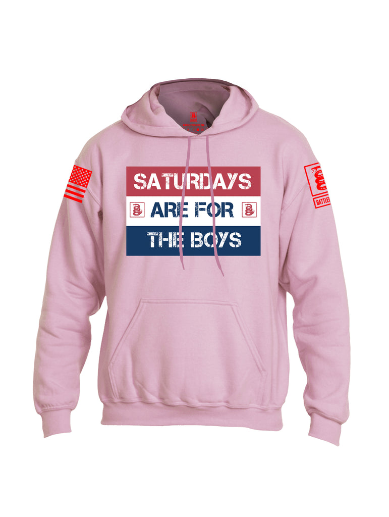 Battleraddle Saturdays Are For The Boys Red Sleeve Print Mens Blended Hoodie With Pockets