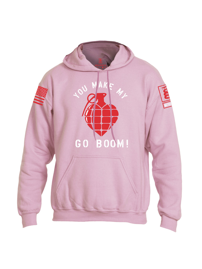 Battleraddle You Make My Heart Go Boom Red Sleeve Print Mens Blended Hoodie With Pockets