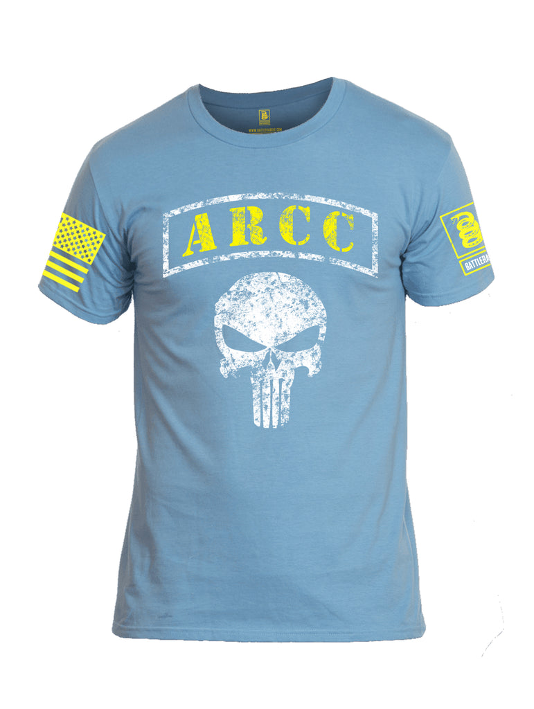 Battleraddle ARCC Punisher Yellow Sleeve Print Mens Cotton Crew Neck T Shirt - Battleraddle® LLC