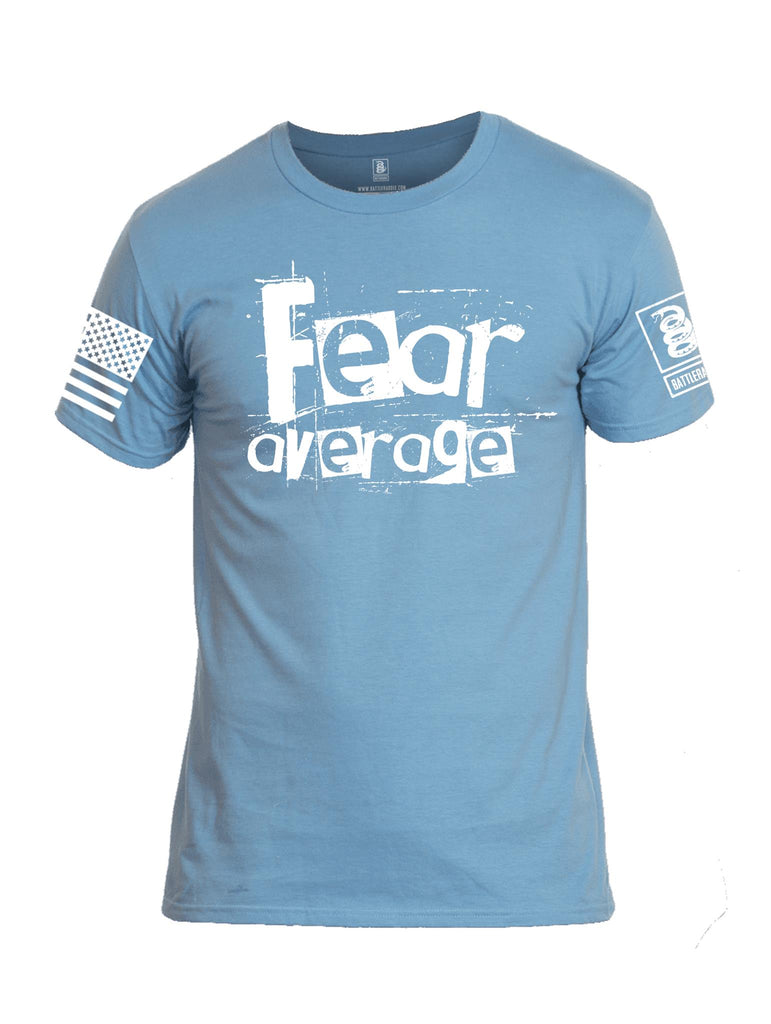 Battleraddle Fear Average White Sleeve Print Mens Cotton Crew Neck T Shirt