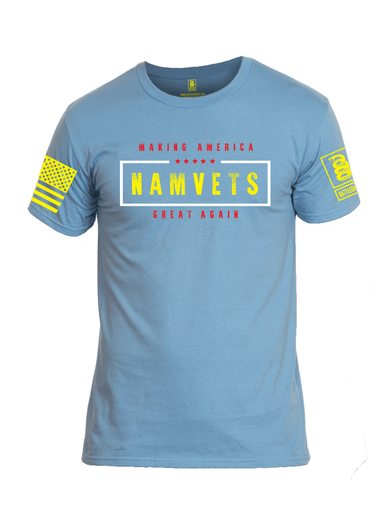 Battleraddle Making America NAM VETS Great Again Yellow Sleeve Print Mens Cotton Crew Neck T Shirt