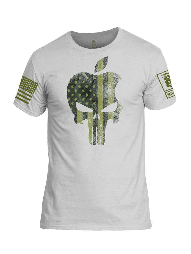 Battleraddle Mr. Expounder Apple Skull Camo Flag Green Sleeve Print Mens Cotton Crew Neck T Shirt