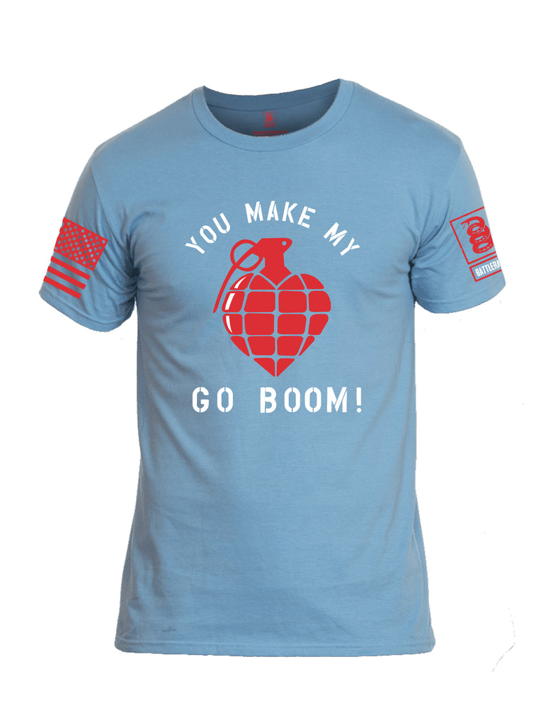 Battleraddle You Make My Heart Go Boom Red Sleeve Print Mens Cotton Crew Neck T Shirt