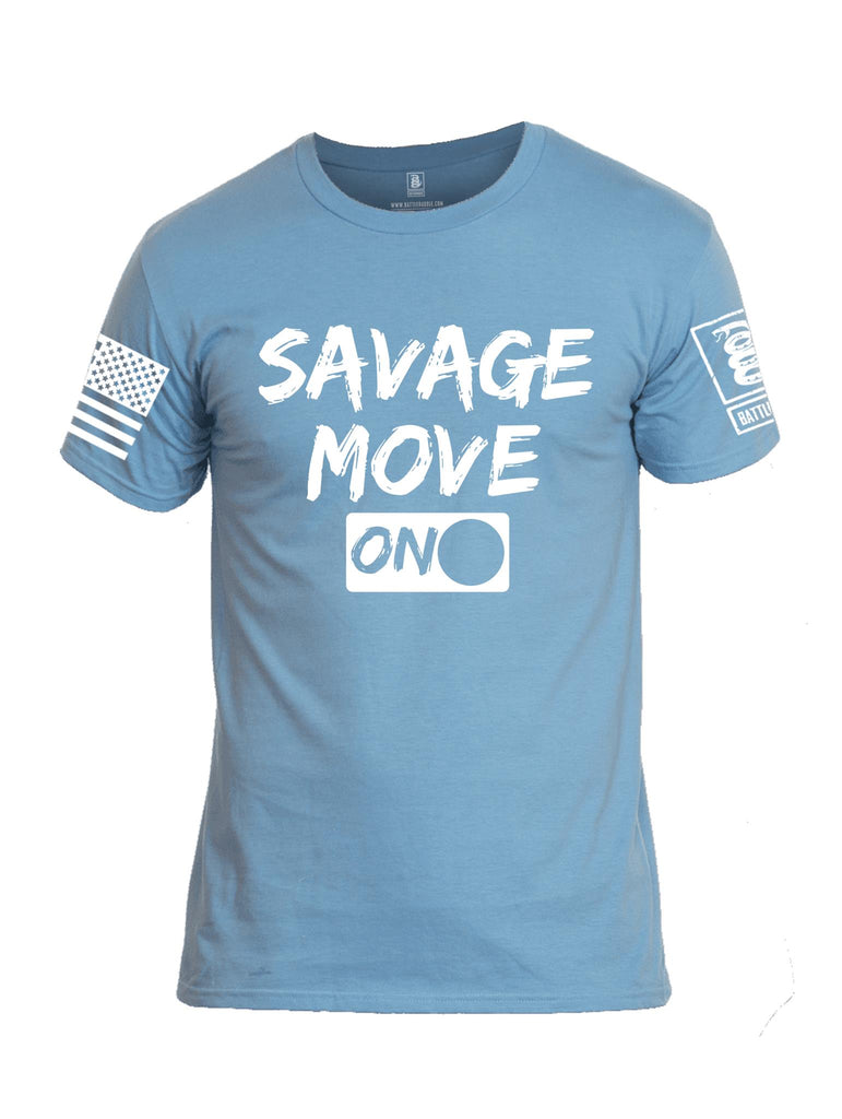 Battleraddle Savage Move On White Sleeve Print Mens Cotton Crew Neck T Shirt