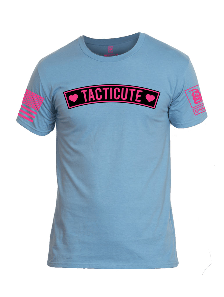 Battleraddle Tacticute Pink Sleeve Print Mens Cotton Crew Neck T Shirt