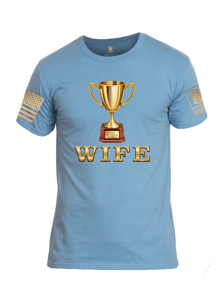 Battleraddle The Best Wife Brass Sleeve Print Mens Cotton Crew Neck T Shirt