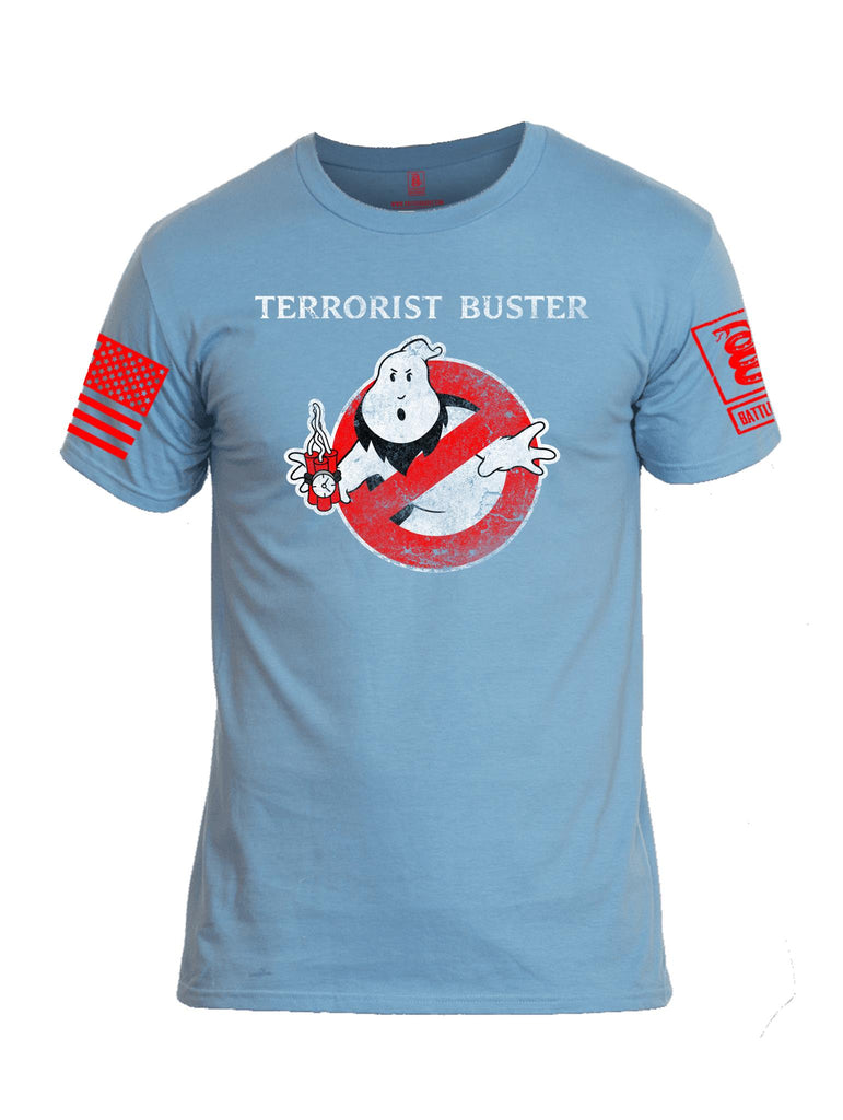 Battleraddle Terrorist Buster V1 Red Sleeve Print Mens Cotton Crew Neck T Shirt