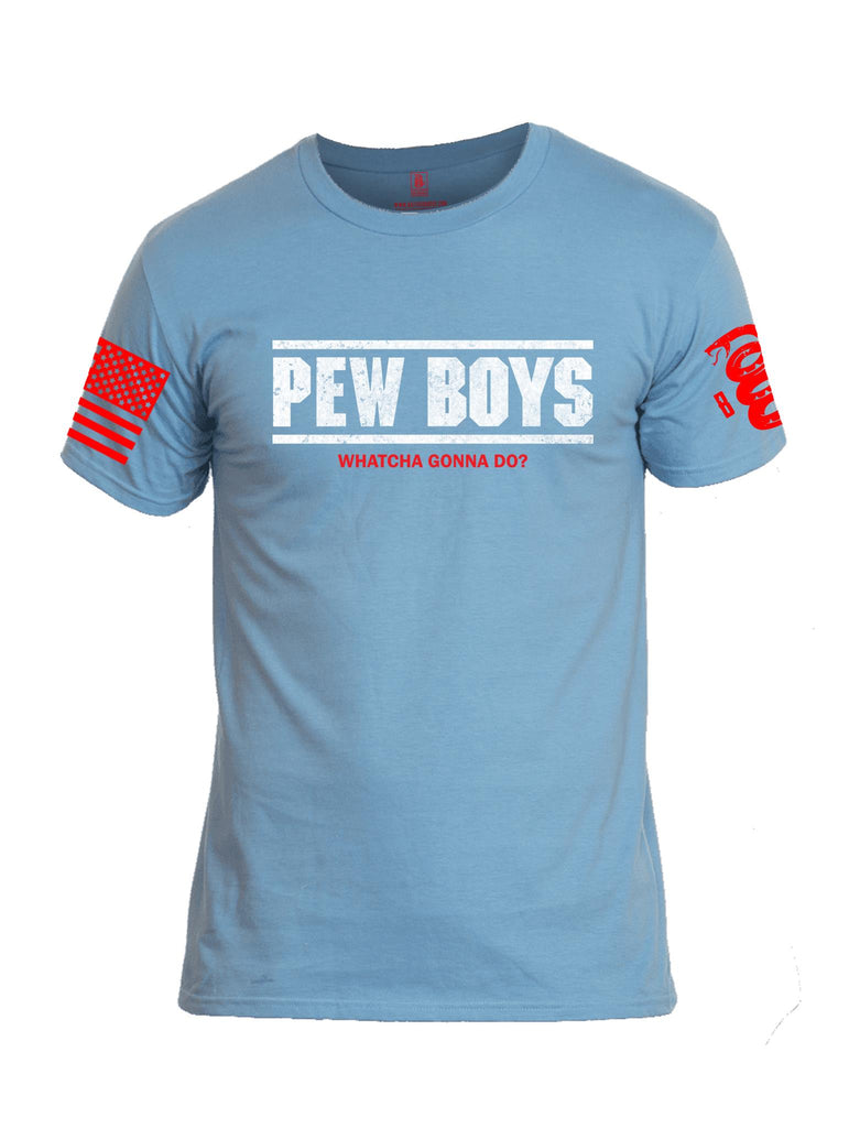 Battleraddle Pew Boys Whatcha Gonna Do? Red Sleeve Print Mens Cotton Crew Neck T Shirt