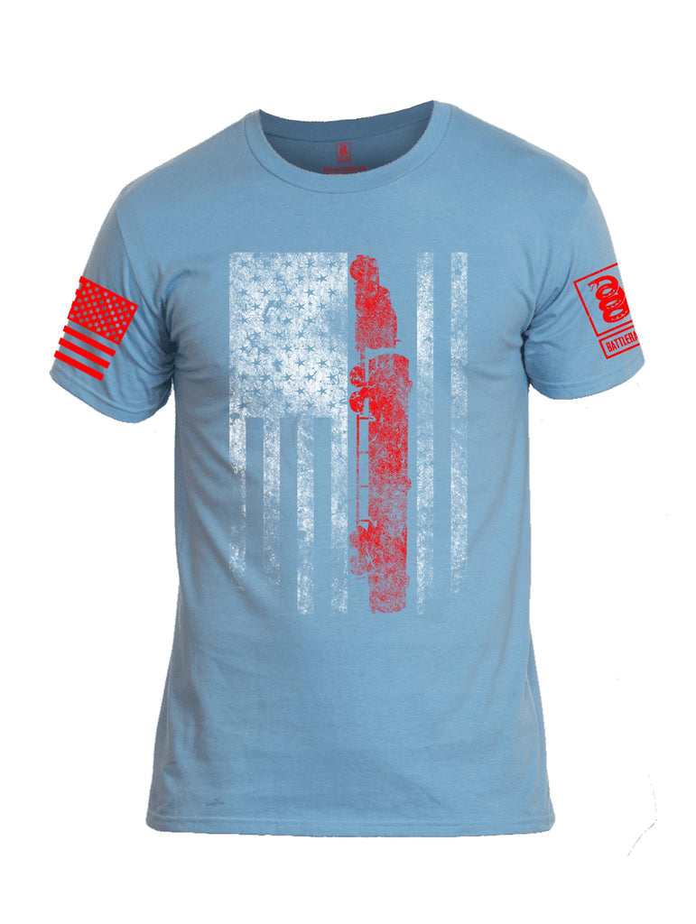 Battleraddle Truck Driver Flag V2 Red Sleeve Print Mens Cotton Crew Neck T Shirt