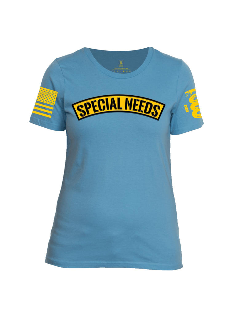 Battleraddle Special Needs Yellow Sleeve Print Womens Cotton Crew Neck T Shirt