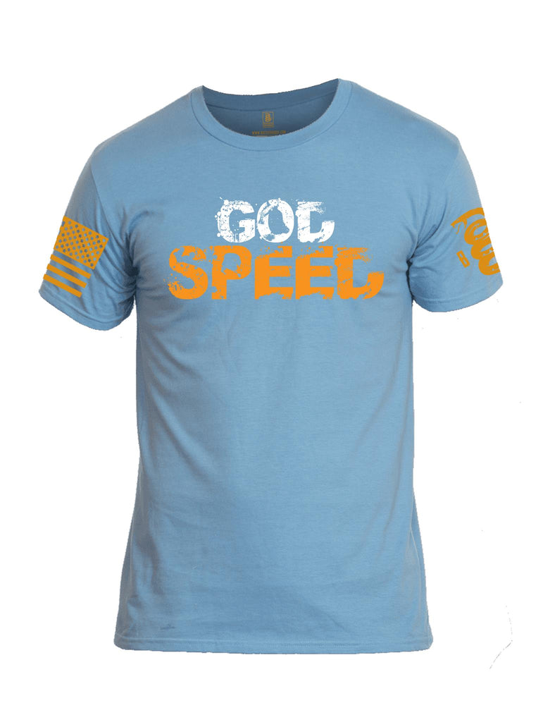 Battleraddle God Speed Orange Sleeve Print Mens Crew Neck Cotton T Shirt