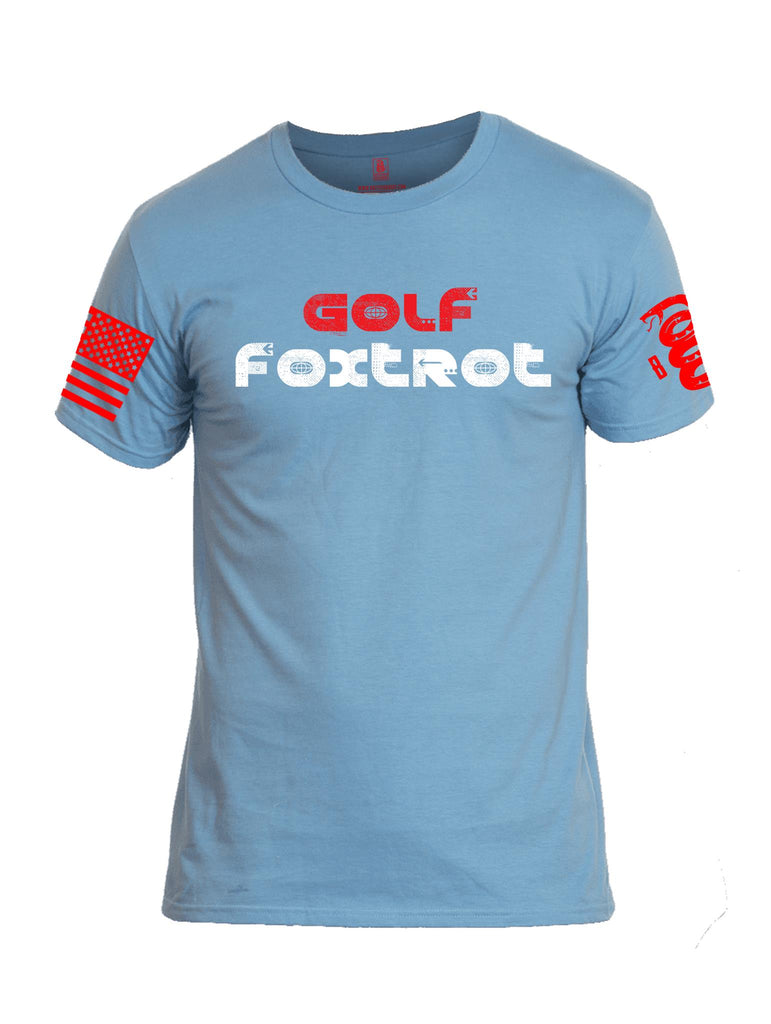 Battleraddle Golf Foxtrot Red Sleeve Print Mens Crew Neck Cotton T Shirt