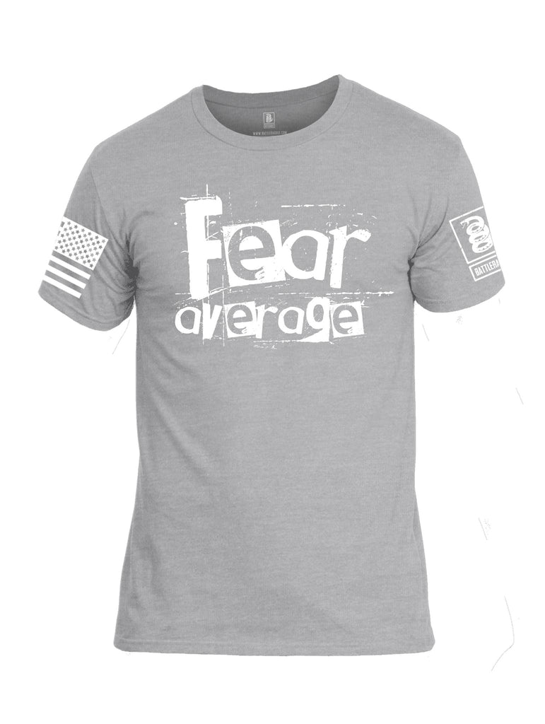 Battleraddle Fear Average White Sleeve Print Mens Cotton Crew Neck T Shirt