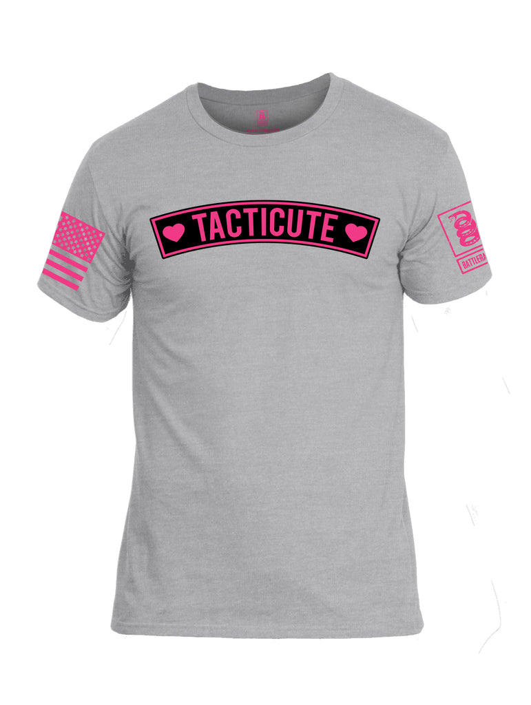 Battleraddle Tacticute Pink Sleeve Print Mens Cotton Crew Neck T Shirt