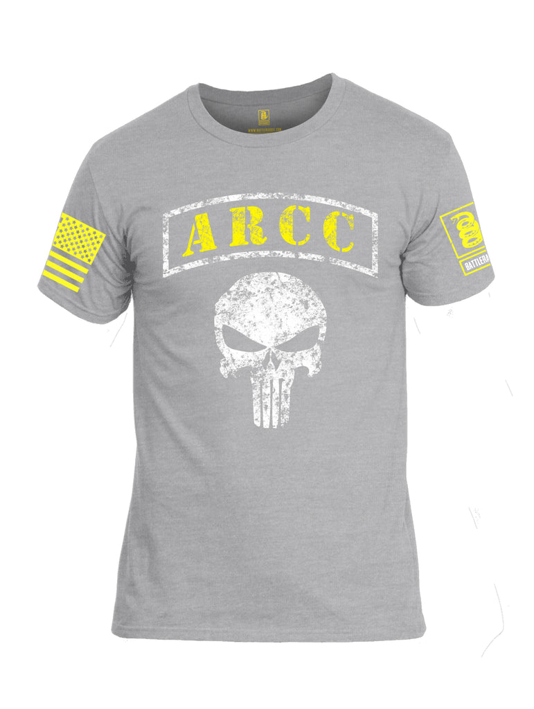 Battleraddle ARCC Punisher Yellow Sleeve Print Mens Cotton Crew Neck T Shirt - Battleraddle® LLC